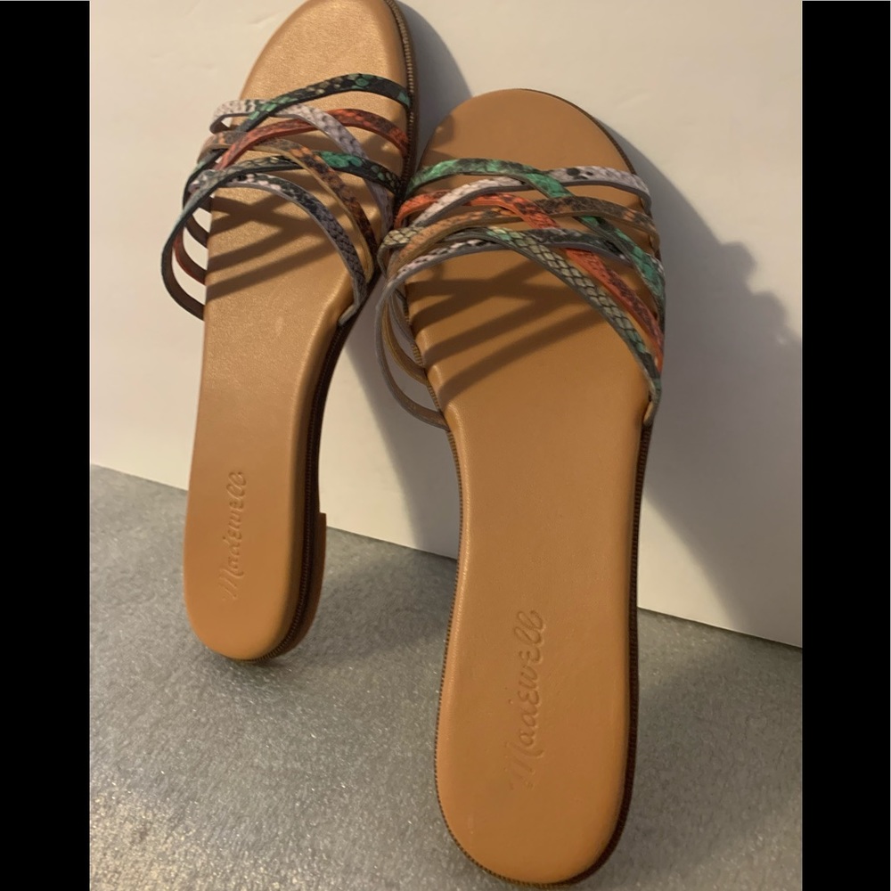 Madewell Tracie Crisscross Slide Sandal Snake Embossed Leather Size 9.5M